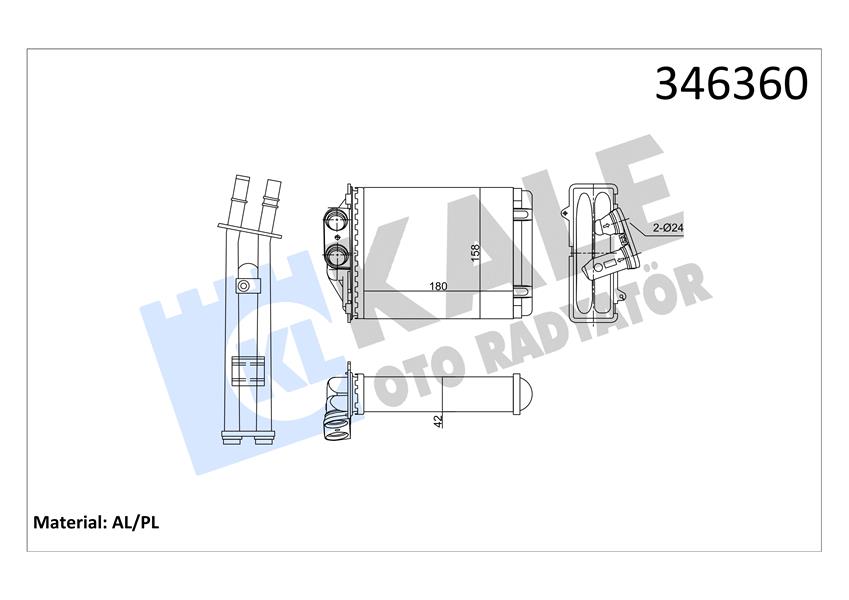 KALORIFER RADYATORU FIAT 500C FIAT 500 PANDA 1,2 / 1,3 / 1,4 - KALE 346360