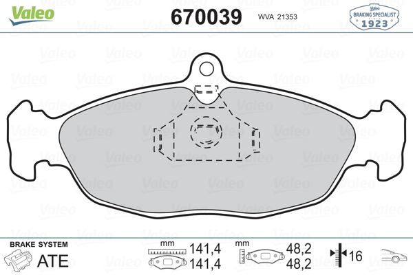 ON FREN BALATASI ASTRA F CORSA B VECTRA A TIGRA COMBO 1,2 / 1,4 / 1,7 - VALEO 670039