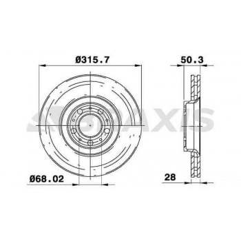 ON FREN DISK AYNA VOLVO S60 I (384) 2.0 T -2.4 00>10  V70 II (285) 2.4 05>08 XC90 I (275) D3 / D5 09 - BRAXIS AE0365