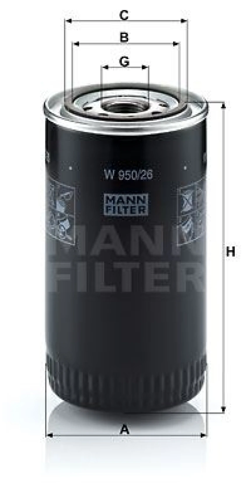 Bmc Truck Yag Filtresi Daf Cf65 01>13 / Temsa Avenue 08> /scanıa L.p.g.r.s. Seri 17> / İveco Eurocargo 100/130 - Mann W950/26