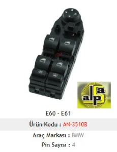 Unıversal Cam Anahtarı-Sol Dörtlü Perdeli Katlanmaz Ayna Merc E60-E61 - Mcar-An3510b