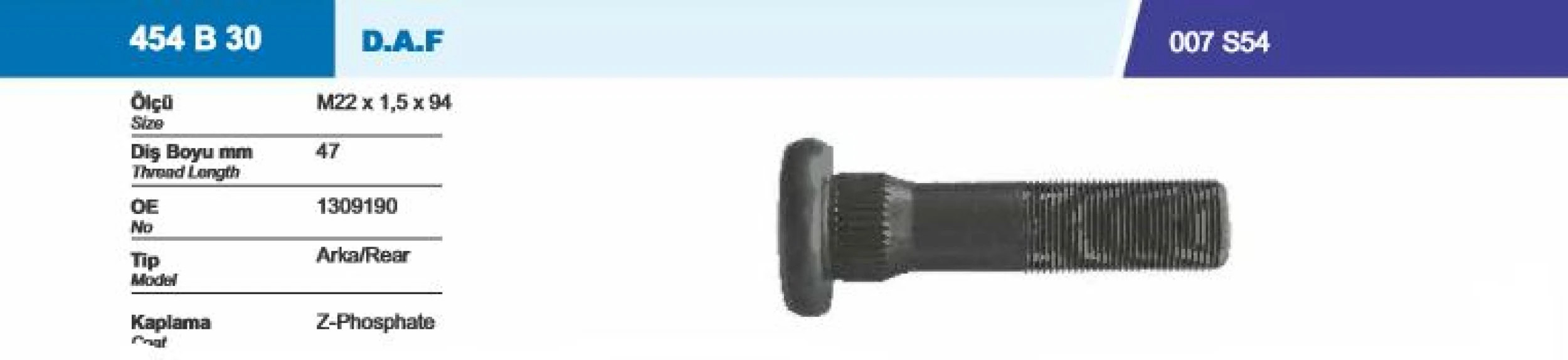 Daf Truck Bijon Ve Somunu Arka Daf - Besel 454b30-007s54