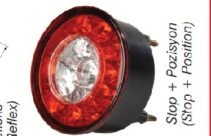 Unıversal Arka  Fren + Park Lambası  ( Ø 98mm ) , 12 V , Ledli   Otokar - Farba-13277e