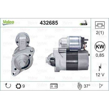 MARS MOTORU 12V 9 DIS 0,85KW RENAULT CLIO II III 1,1 1,2 TWINGO - VALEO 432685