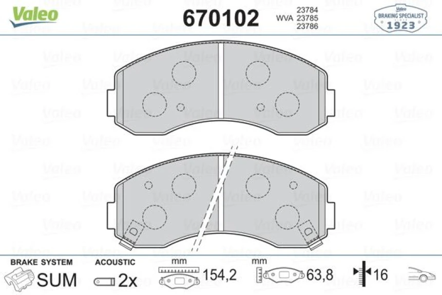Kia Ticarı On Fren Balatası Bongo 97-> K2500 02-> K2700 98-> Asıa Hi-Topıc 93-99 - Valeo 670102