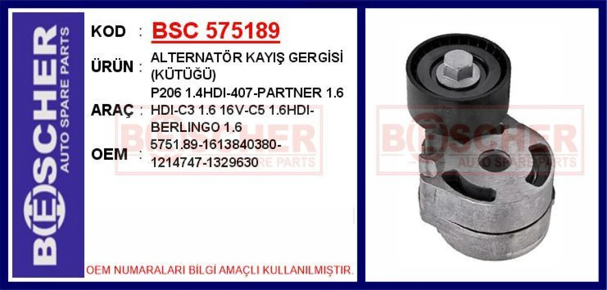 Psa Alternator Gergi (tek Rulman) Berlingo II C5 II Xsara II Xsara Picasso C3 Fiesta P407 Partner II P20 - Bsc 575189