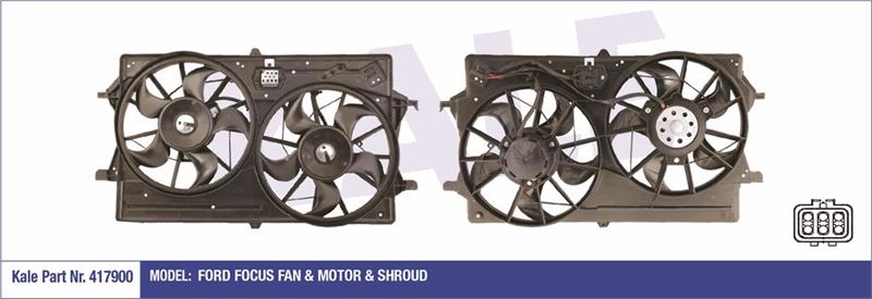 FAN MOTORU KOMPLE (+AC) CIFTLI 1,6 ZETEC 16V FOCUS BM 98>04 - KALE 417900