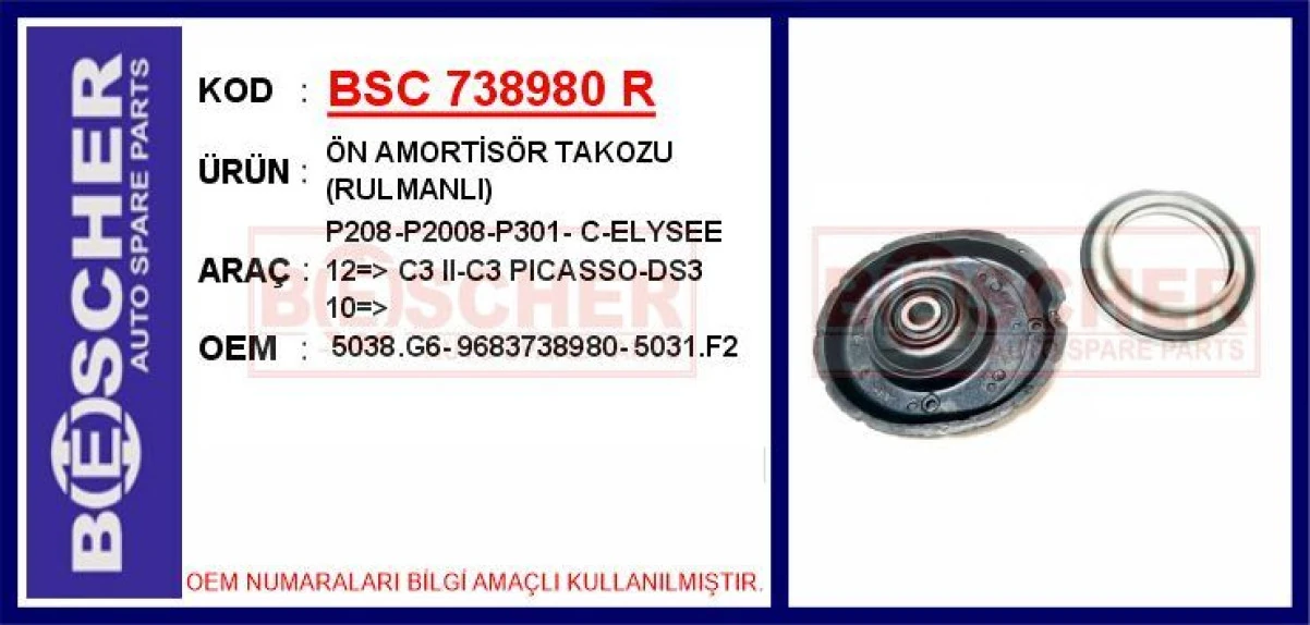 Psa Amortısor Takozu (sag / Sol) / (rulmanlı) P208 P301 C3 III C3 Picasso C Elysee - Bsc 738980 R