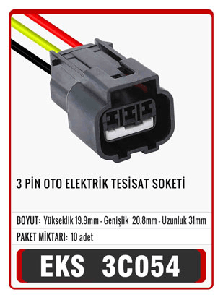 SOKET>3 PİN OTO ELEKTRİK TESİSAT - EKS-3C054