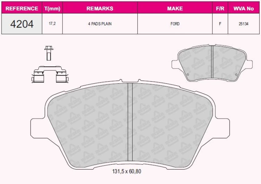 Ford On Fren Balatası Courıer 14> B-Max 12> Fiesta 13> - Grap 94204