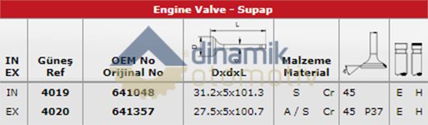 SUBAP TAKIMI X18XE Z18XE VECTRA B ASTRA G ZAFIRA A - GUNES 4019-4020