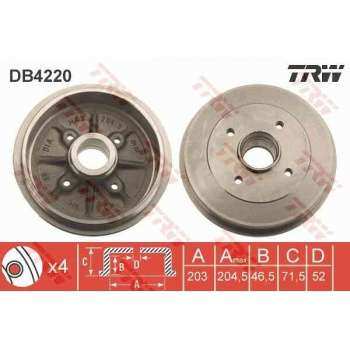 ARKA FREN KAMPANASI P106 YM P206 SAXO OLCU: (203*38) ABS SIZ (DISLI CARK) - TRW DB4220