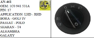 Unıversal Far Anahtarı>vw Bora - Golf 4 - Passat B5 - Polo Far An.   >>1c0941531a - Mcar-An461