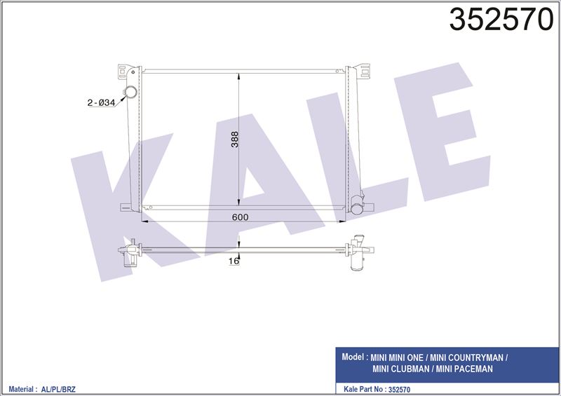 MOTOR SU RADYATORU MINI R55 R56 R57 R58 R60 R61 - KALE 352570