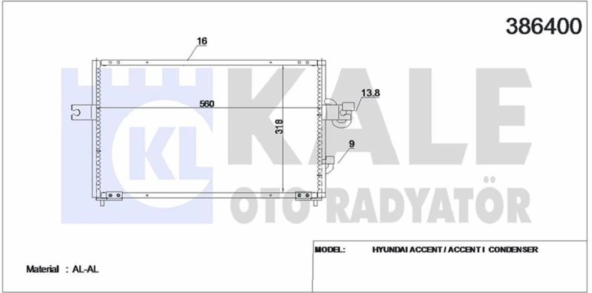 Hyundaı Klima Radyatoru Komple Hyundaı Accent 1994-2000 - Kale 386400