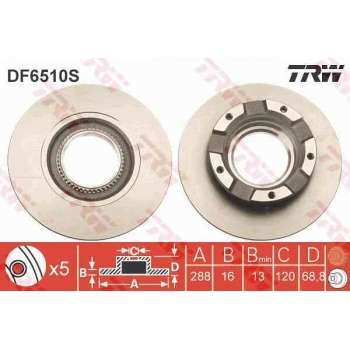 ARKA FREN DISK AYNASI TRANSIT CUSTOM V362-V363 O.CEKER 12> CAP: (288 X 16) - TRW DF6510S