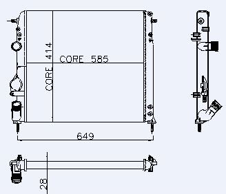 MOTOR RADYATOR MEGANE 1,4 / 1,6 / 2,0 MEKANIK KLIMALI (2 SIRA AL+PL) (585X414,5X28) - KALE 0520262AL