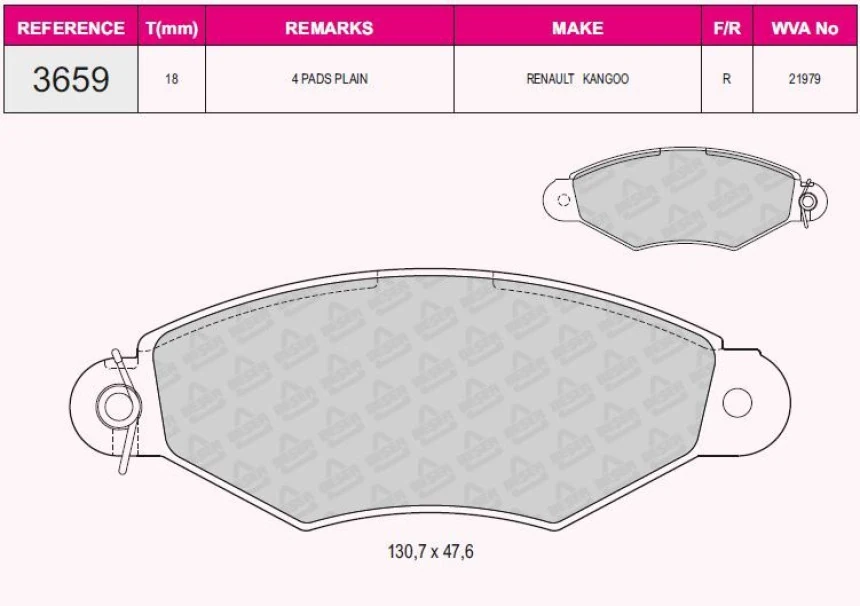 Renault On Fren Balatası Kangoo 1,9d Kangoo 1,5dci Xsara 1,4 1,5 P206 - Grap 93659