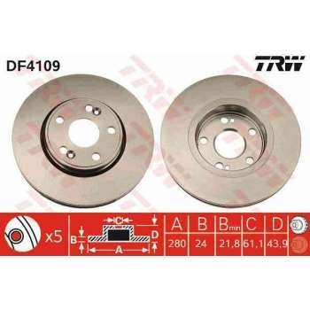 ON FREN AYNASI HAVALI LAGUNA 1,6 / 2,0 16V 2,2DT 93 03 / 01>SAFRANE 2,2DT 2,5 20V 2,5TD 92 12 / 00 5 - TRW DF4109
