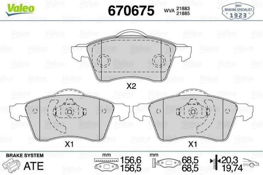 Vag On Fren Balatası (15) Transporter T4 90>03 - Valeo 670675