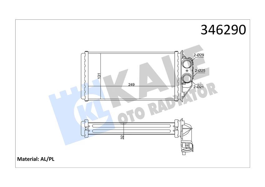 KALORIFER RADYATORU P307 1,4HDI / 1,6HDI / 2,0HDI 8V / 16V < 2006 STANDART SOGUTMA (DIZEL) MARELLI T - KALE 346290