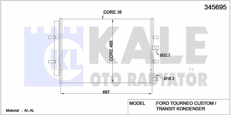 Ford Klima Radyatoru (kondanser) Transıt V363 14> Custom 12> - Kale 345695