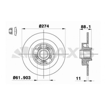 RULMANLI ARKA FREN DISK AYNASI RENAULT KANGOO II CITAN 1.5dCI 1.6I - BRAXIS AD0286
