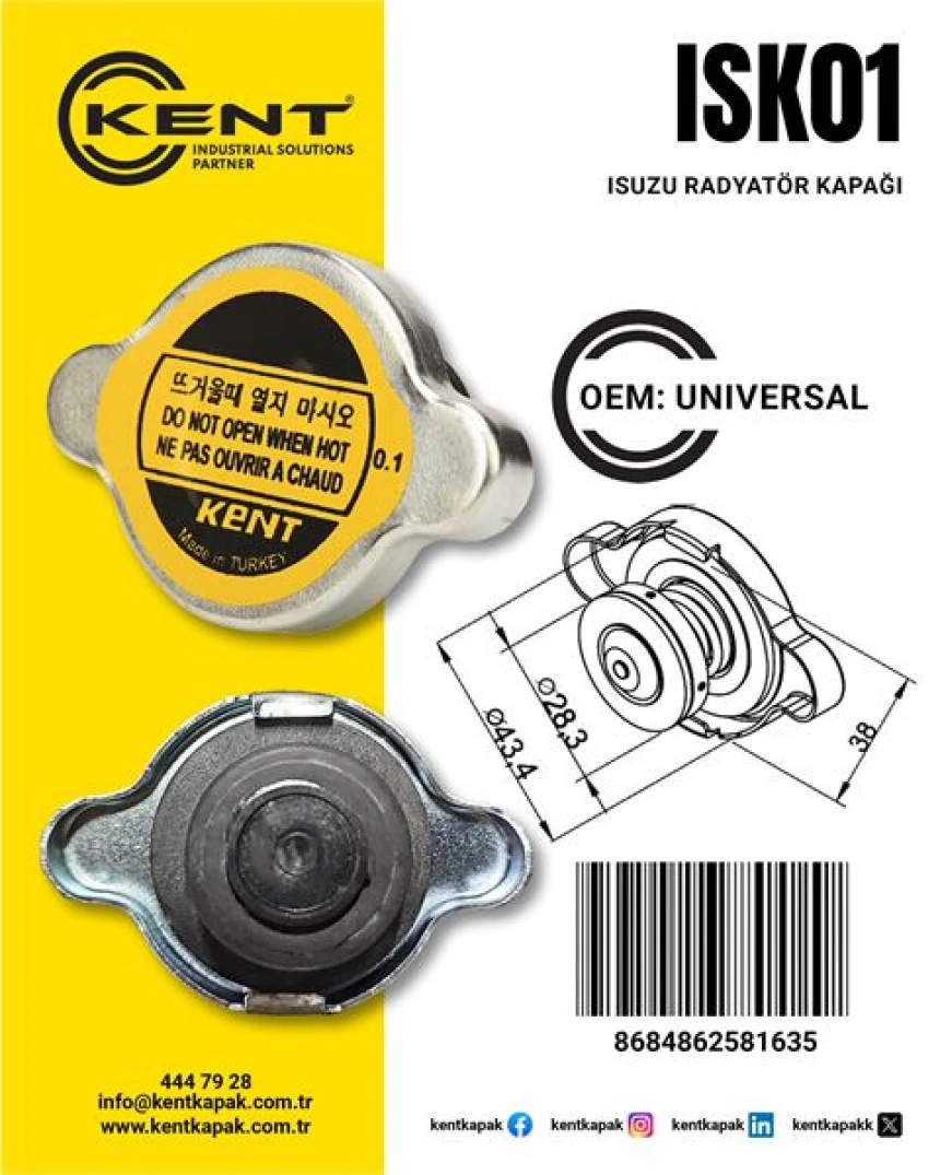 İsuzu Ticarı Radyator Kapagı (0,9 Kg/ Cm2 Basınc) Genel Toyota İsuzu Npr59 Npr66 Nqr Npr71 Otobus Citiport Citibu - Kent İsk-01