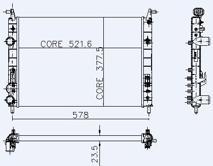 MOTOR RADYATOR PALIO 1,2 ALBEA 1,2 / 1,6 KLIMALI (2 SIRA AL+PL SISTEM) / (522X378X23,5) - KALE 0131282AL