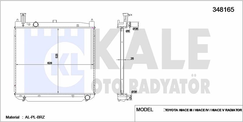 MOTOR SU RADYATORU TOYOTA HIACE 2001> MANUEL VITES - KALE 348165