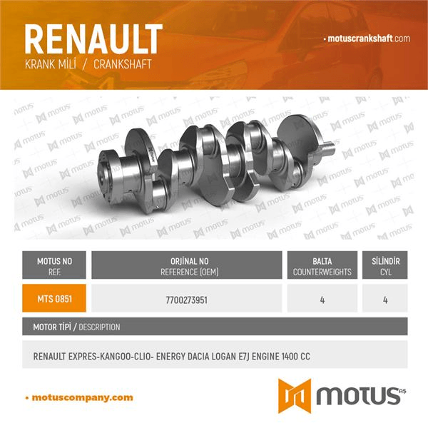 RENAULT KRANK LOGAN CLIO KANGOO EXPRES 1,4 E7J ENERGY - MOTUS 851