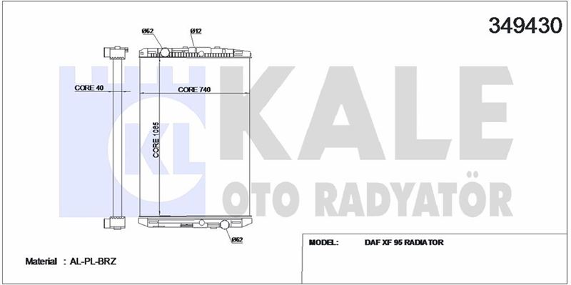 MOTOR SU RADYATORU DAF XF 95 (CERCEVESIZ) / (MT) - KALE 349430