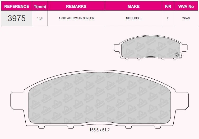 Mitsubıshı Ticarı On Fren Balatası Mitsubıshı L200 2.5 D 4×4 2006-2012 Pajero 2008-> L200 2.4 2015-> Fiat Fullback 15- - Grap 93975