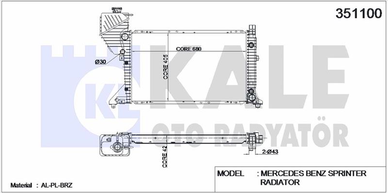 MOTOR SU RADYATORU (OTOMATIK SANZIMAN) MERCEDES SPRINTER 901>905 96>06 - KALE 351100