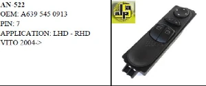 Unıversal Cam Anahtarı>mercedes Vito 04-->   - Sol Çiftli Ayna Ayarlı   >>a6395450913 - Mcar-An522