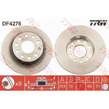ARKA FREN AYNASI (DISK) OCTAVIA 1,4 1,6 1,9TDI 2,0TDI 06 / 04>GOLF V 1,4 16V 1,4FSI 1,6 1,9TDI 2,0 1 - TRW DF4276