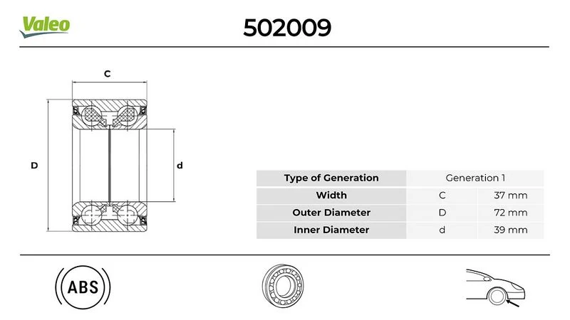 Ford On Teker Rulmanı (kit) Transıt Courıer 14> Fiesta 95>01 Fiesta V Fusıon 01>08 Fiesta 08> Focus 99>04 - Valeo 502526