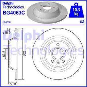 ARKA FREN DISK AYNASI MONDEO IV S MAX GALAXY KUGA 1,6TI / 1,6TDCI / 1,8TDCI / 2,0 / 2,0TDCI / 2,2TDC - DELPHI BG4063C