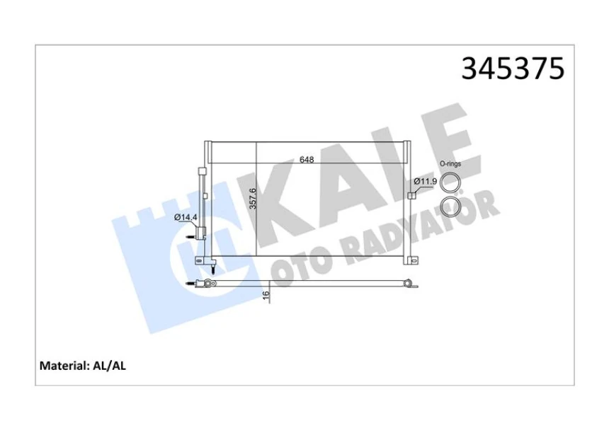 Ford Klima Radyatoru Mondeo III 1.8 / 2.0 16v / 2.0tdci 00>07 Manuel Klimalı Olcu: (669×361 X Ss) - Kale 345375
