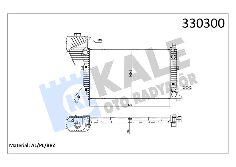 MOTOR SU RADYATORU (KLIMASIZ / MANUEL SANZIMAN) MERCEDES SPRINTER 901>904 96>06 - KALE 0915041AB