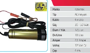 Unıversal Pompa>kızılırmak 12 Vdc>alimünyum Gövdeli  18lt Küçük - Kemos-Pmp0016