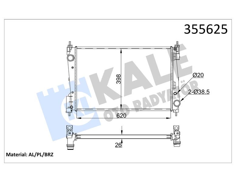 MOTOR RADYATORU GRANDE PUNTO CORSA D 1,3 05> - KALE 355625