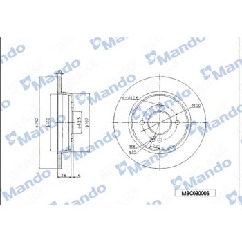 ARKA FREN DISKI AYNASI 262MM ACCENT BLUE 2011> KIA RIO 2011> I20 2015> - MANDO MBC030006