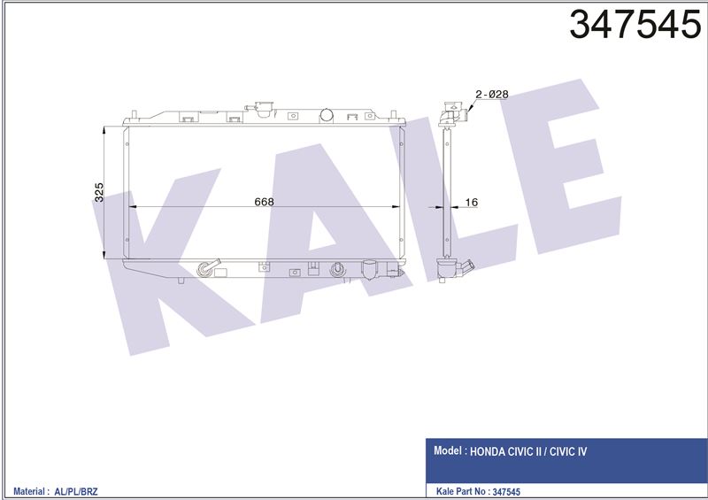 MOTOR SU RADYATORU HONDA CIVIC 1,6 CRX 1,6 1987 1992 OTOMATIK VITES - KALE 347545
