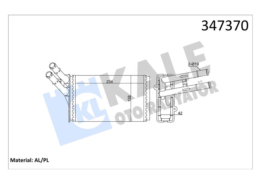 KALORIFER RADYATORU PASSAT 97>05 A4 95>01 SUPERB 02>08 - KALE 347370