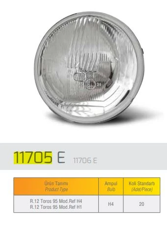 Renault Eski Reflektor R12 Toros 1995> H1 IC - Farba 11706d