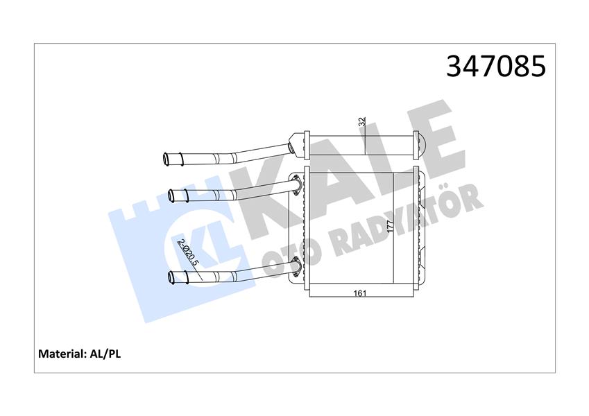 KALORIFER RADYATORU BORULU TIP ASTRA F 92>98 ASTRA CLASSIC 99>02 VECTRA A 89>95 CALIBRA 89>97 - KALE 347085