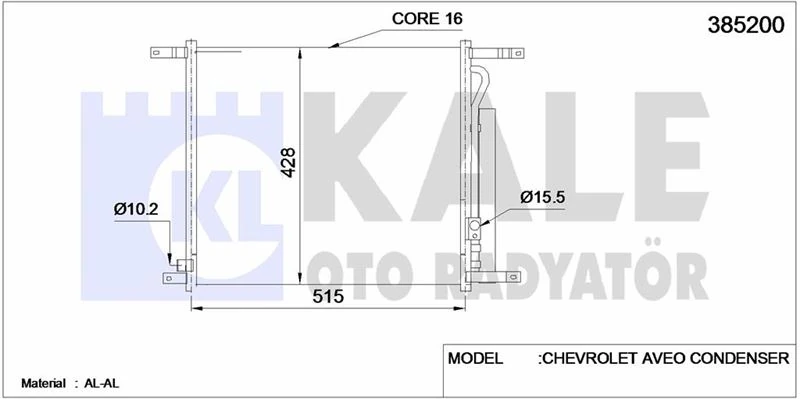 Chevrolet Klima Radyatoru Aveo 1.2 (515×428×16) - Kale 385200