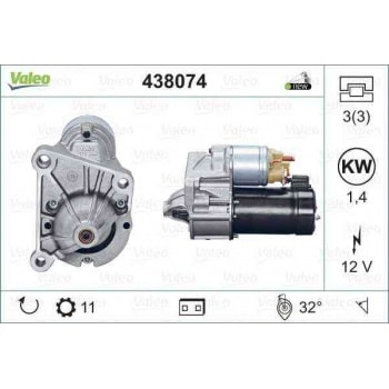 MARS MOTORU 12V 11 DIS 1,4KW RENAULT KANGO CLIO II 1,9 96> - VALEO 438074