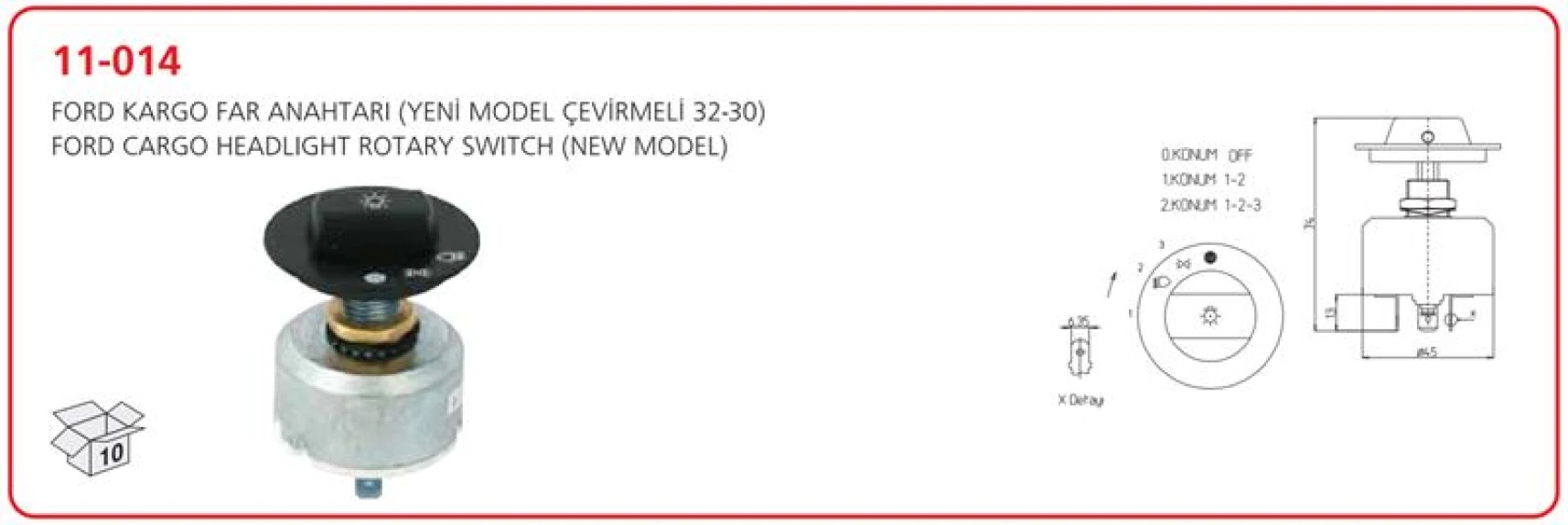 Ford Truck Far Anahtarı Ym Ford Cargo Cevirmeli 3230 - Aksa 11-014